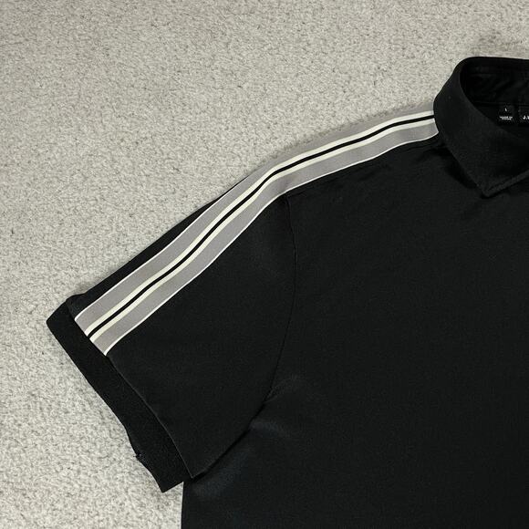 J Lindeberg Polo Shirt Mens Large Black Stripe Golf Performance Tour Logo - Picture 9 of 12